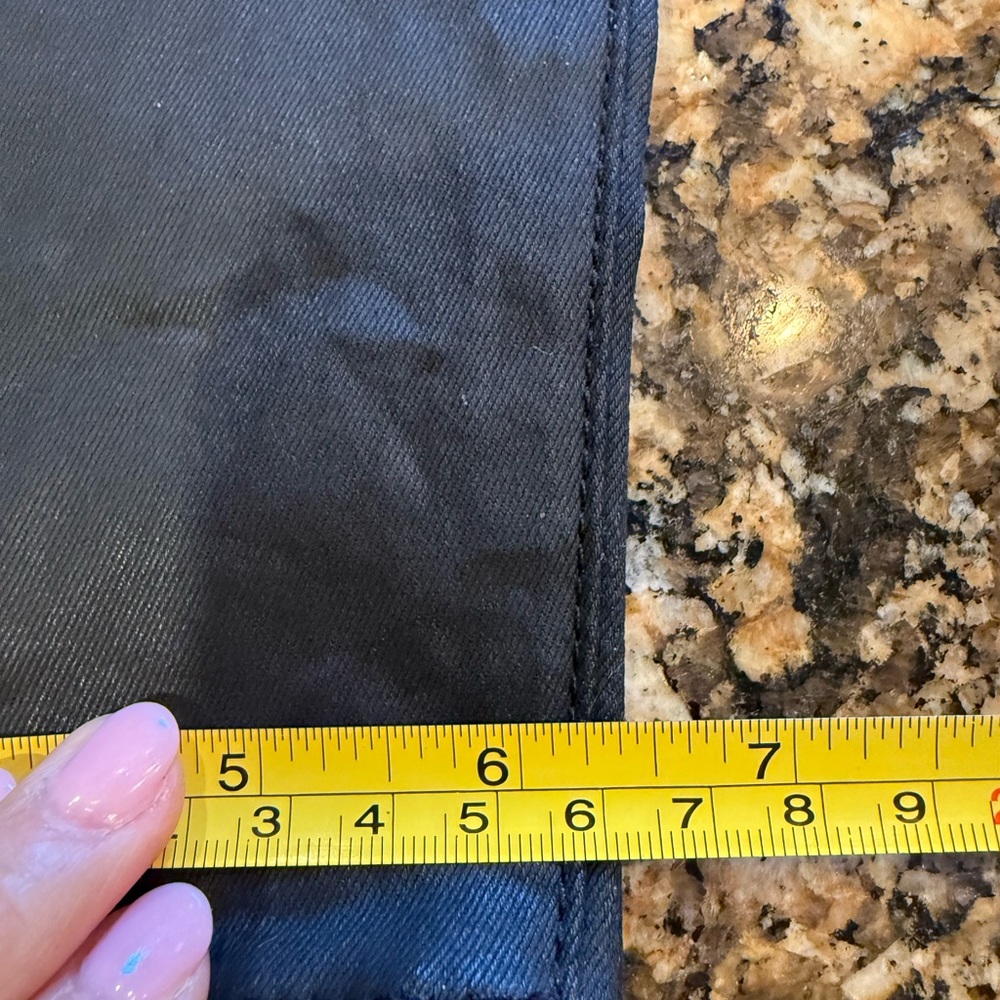 Eileen Fisher Black Skinny Slim Faux Leather Jeans Pants Cotton Blend Size 12 - Picture 8 of 8